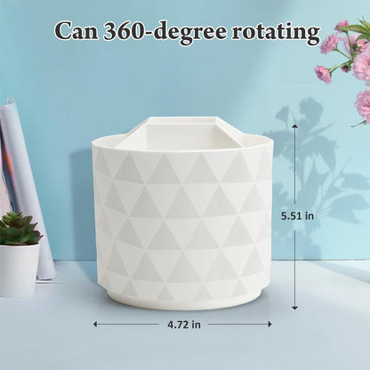 Cute Pencil Holders For Desk,360-Degree Rotating Pen Holders For Home Office,Diamond-like Pen Organizer With 5 Compartments,Stylish Desk Accessories For Office,School ,Home ,Art Supply (White)