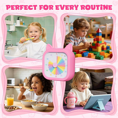 Cat Visual Timer for Kids, 60 Min Countdown, 3 Sound Modes