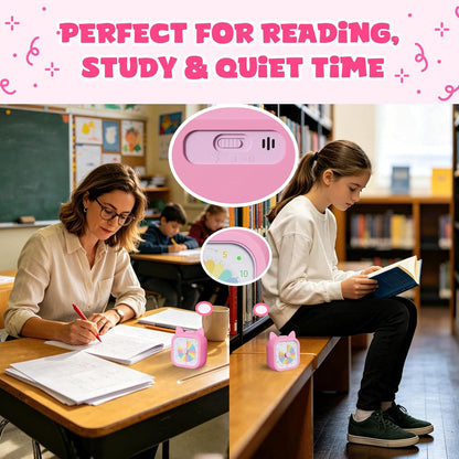 Cat Visual Timer for Kids, 60 Min Countdown, 3 Sound Modes