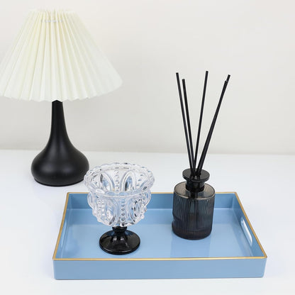 Blue Bathroom Vanity Tray with Handles for Dresser Tops