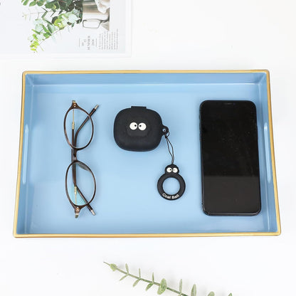 Blue Bathroom Vanity Tray with Handles for Dresser Tops