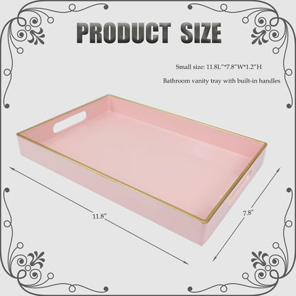 Blue Bathroom Vanity Tray with Handles for Dresser Tops