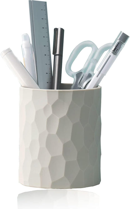 Pen Holder,Nordic Style Silicone Waterproof Pencil Holder for Desk Simple&Modern Minimalist Makeup Organizer Multifunctional Office Supplies for Home,Kids and School(Beige)