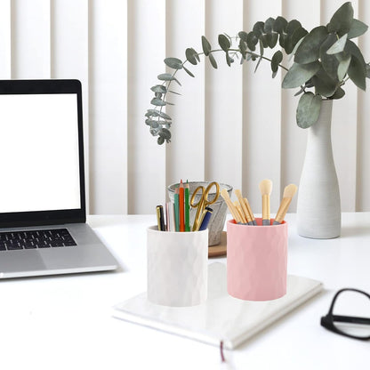 Pen Holder,Nordic Style Silicone Waterproof Pencil Holder for Desk Simple&Modern Minimalist Makeup Organizer Multifunctional Office Supplies for Home,Kids and School(Beige)