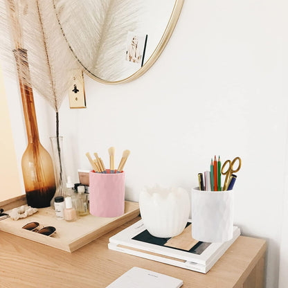Pen Holder,Nordic Style Silicone Waterproof Pencil Holder for Desk Simple&Modern Minimalist Makeup Organizer Multifunctional Office Supplies for Home,Kids and School(Beige)