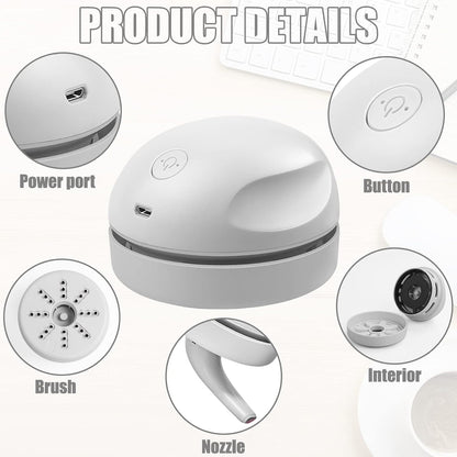 Desktop Vacuum Cleaner USB Charging with Vacuum Nozzle Cleaning Brush, Detachable Design & Portable Mini Table Dust Vaccum Cleaner, Clean Dust, Crumbs, Piano, Computer, Car Etc(Light Green)