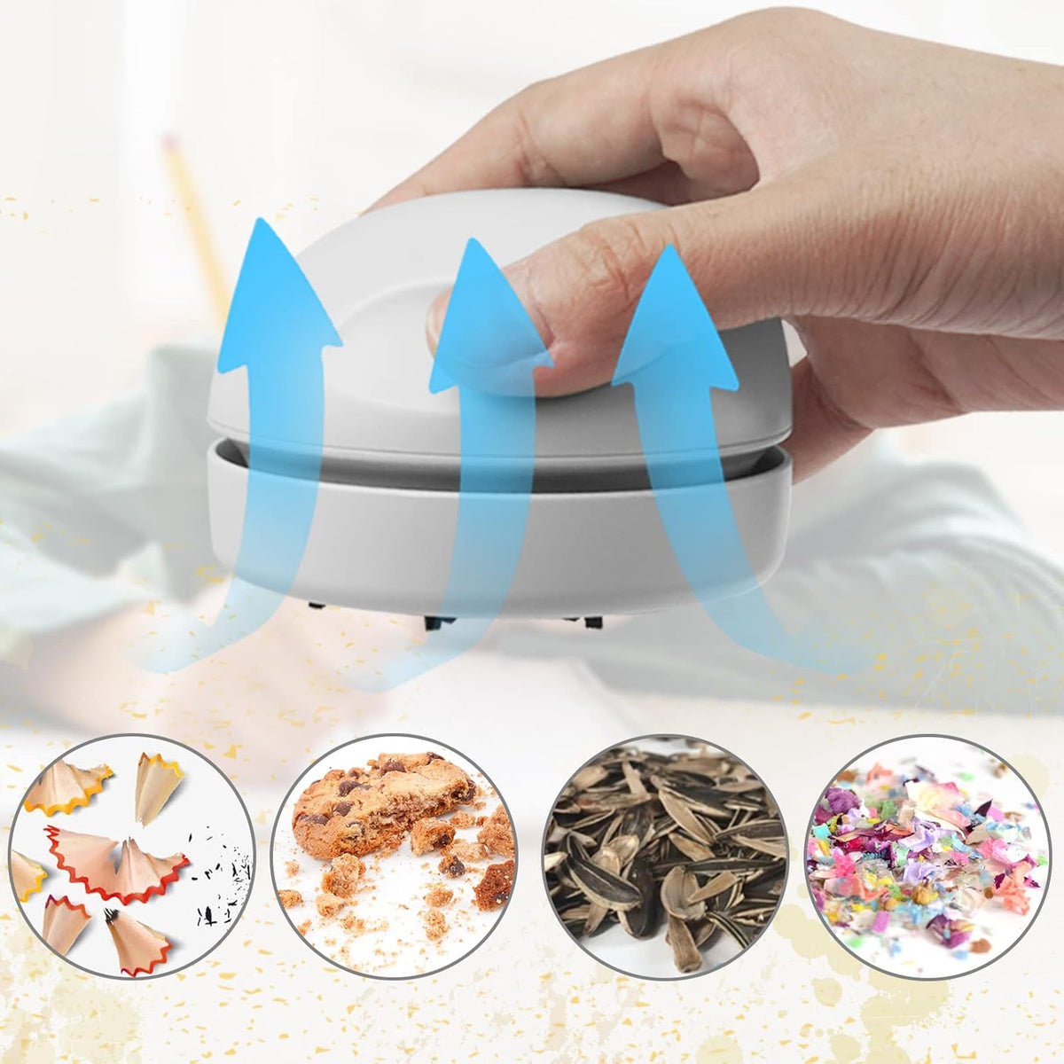 Desktop Vacuum Cleaner USB Charging with Vacuum Nozzle Cleaning Brush, Detachable Design & Portable Mini Table Dust Vaccum Cleaner, Clean Dust, Crumbs, Piano, Computer, Car Etc(Light Green)