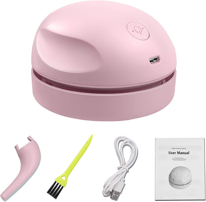 Desktop Vacuum Cleaner USB Charging with Vacuum Nozzle Cleaning Brush, Detachable Design & Portable Mini Table Dust Vaccum Cleaner, Clean Dust, Crumbs, Piano, Computer, Car Etc(Light Green)