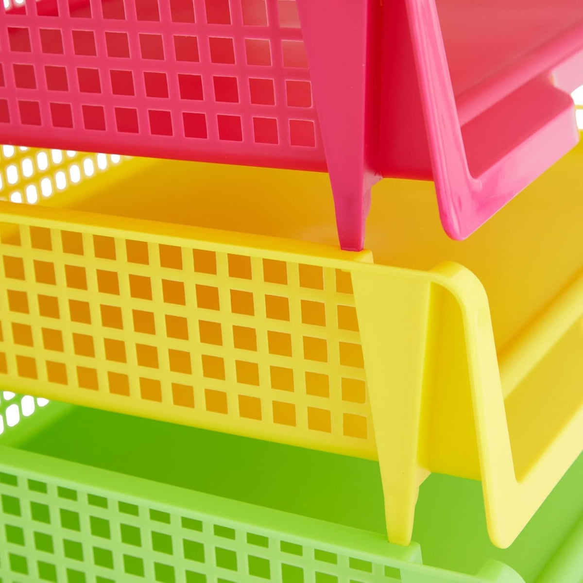 Teacher Supplies Letter Tray Organizer - 6-Pack Rainbow, 9 x 13 x 3 in - Stackable Paper Trays for Classroom & Teacher Desk Organizer