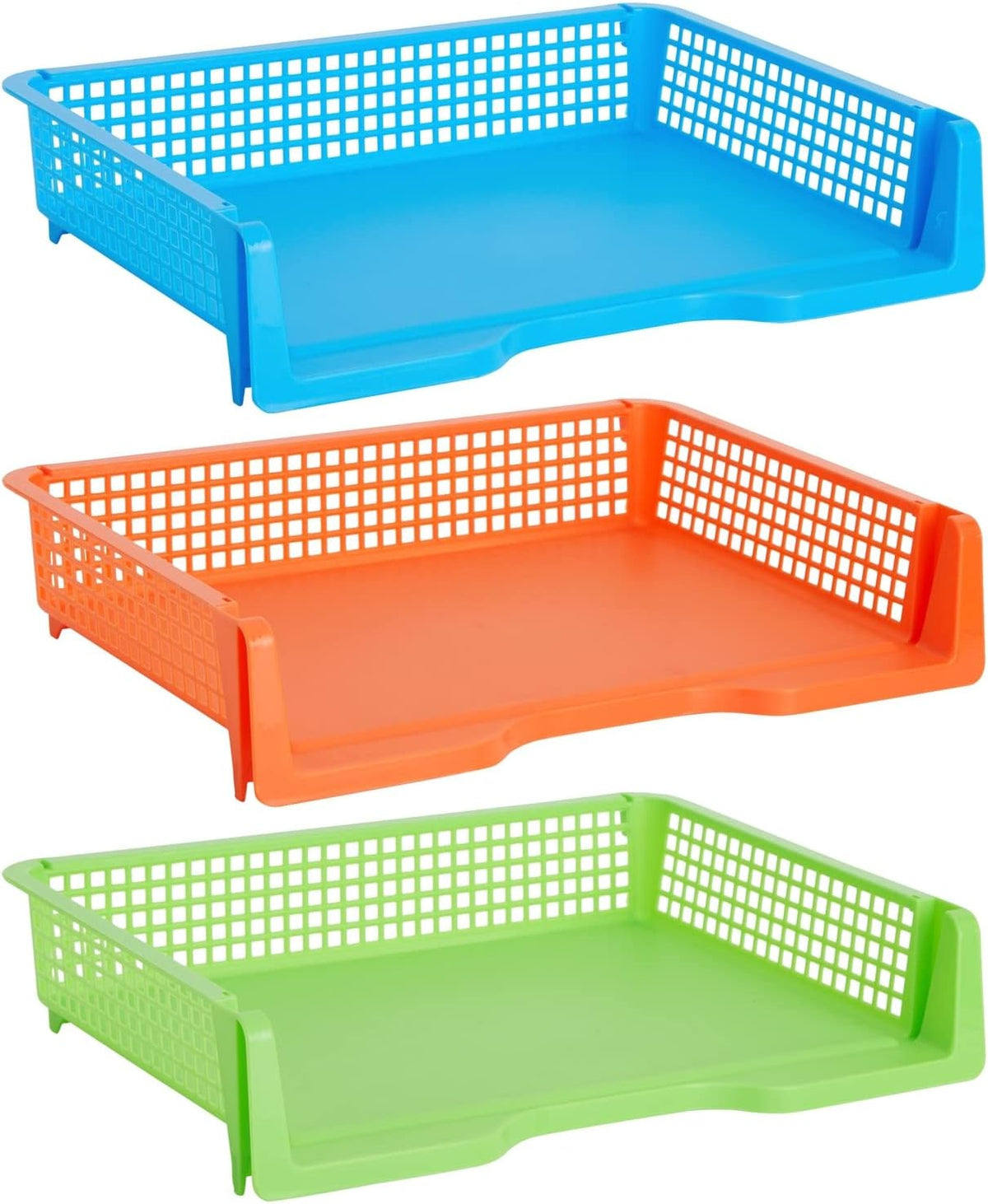 Teacher Supplies Letter Tray Organizer - 6-Pack Rainbow, 9 x 13 x 3 in - Stackable Paper Trays for Classroom & Teacher Desk Organizer