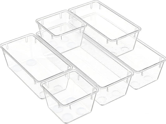 Clear Acrylic Drawer Organizer Tray 5 Size Junk Small Storage Container Bin