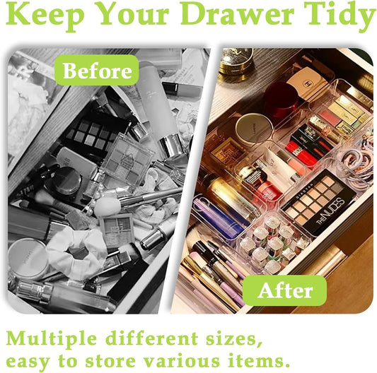 Clear Acrylic Drawer Organizer Tray 5 Size Junk Small Storage Container Bin
