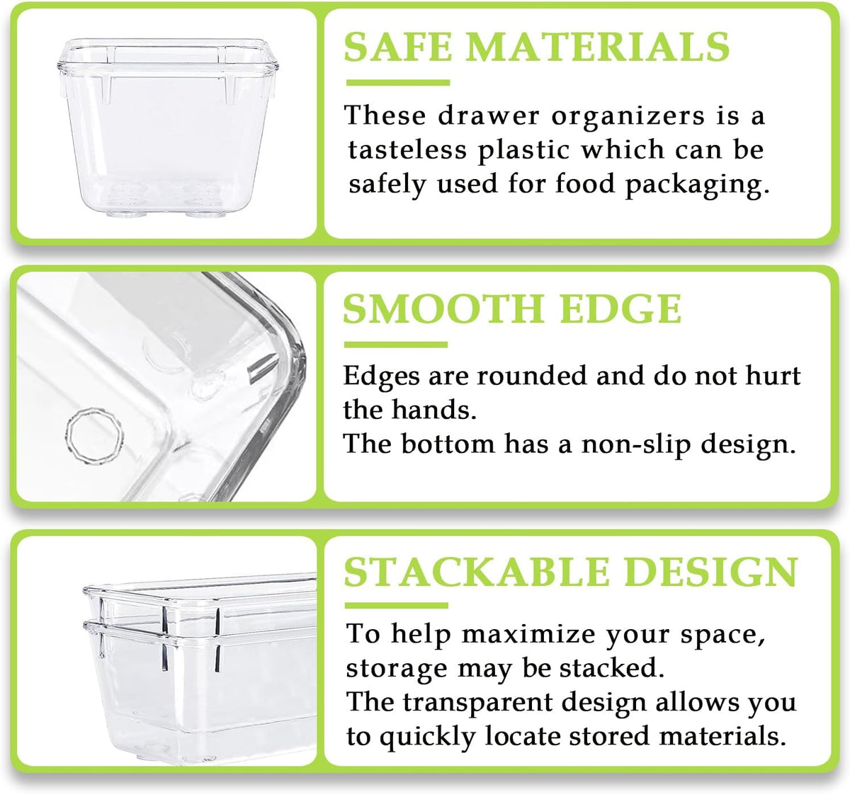 Clear Acrylic Drawer Organizer Tray 5 Size Junk Small Storage Container Bin