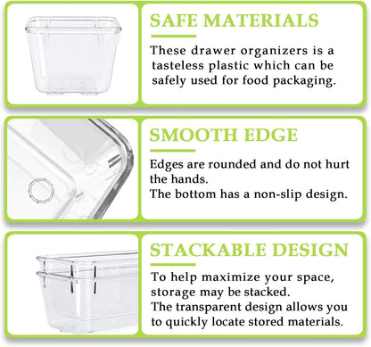 Clear Acrylic Drawer Organizer Tray 5 Size Junk Small Storage Container Bin