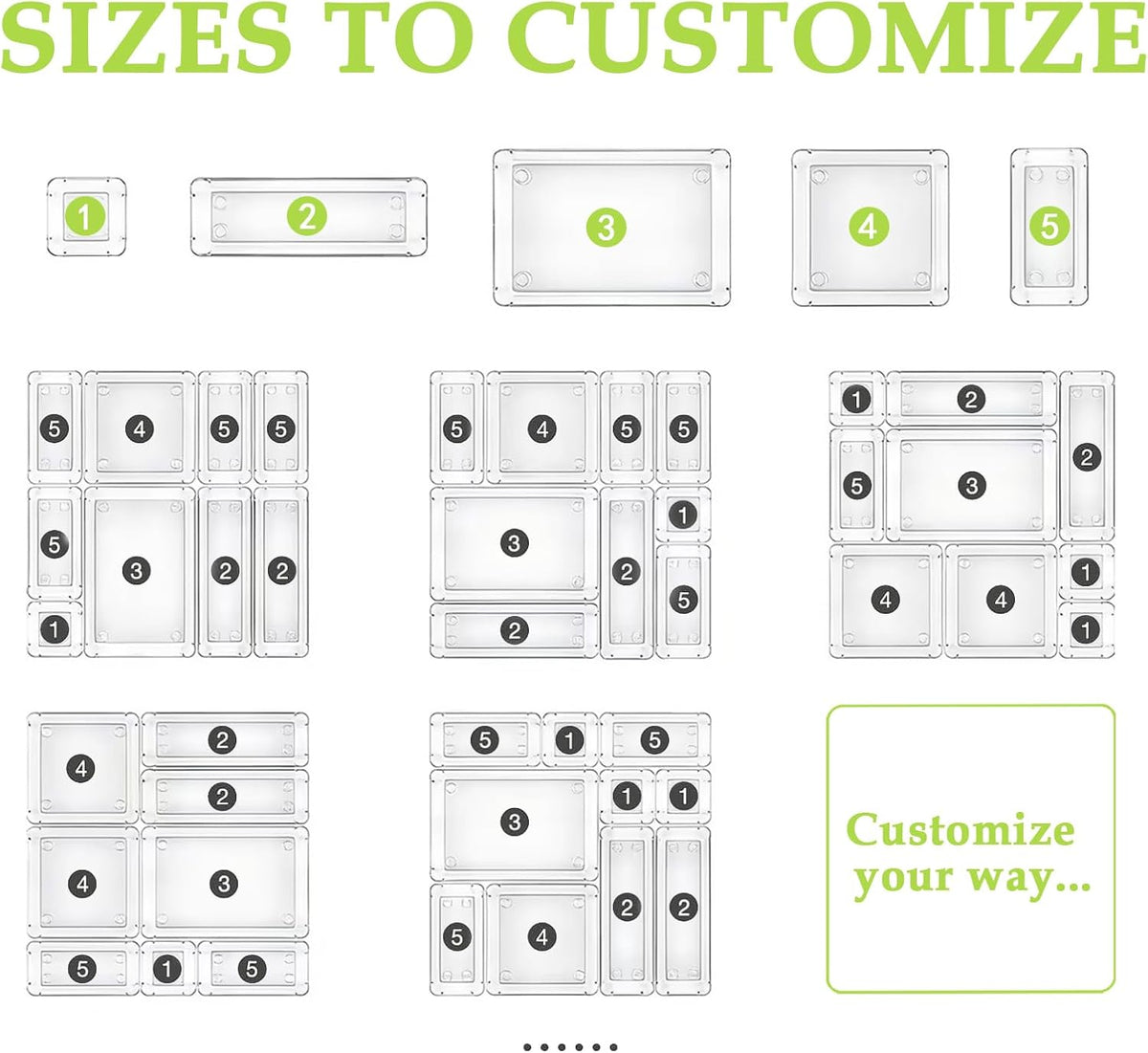 Clear Acrylic Drawer Organizer Tray 5 Size Junk Small Storage Container Bin