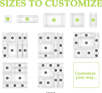 Clear Acrylic Drawer Organizer Tray 5 Size Junk Small Storage Container Bin