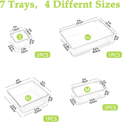Clear Acrylic Drawer Organizer Tray 5 Size Junk Small Storage Container Bin
