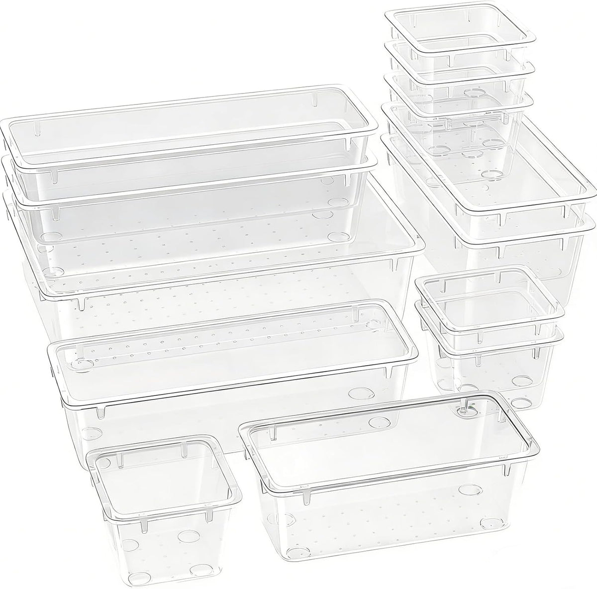 Clear Acrylic Drawer Organizer Tray 5 Size Junk Small Storage Container Bin