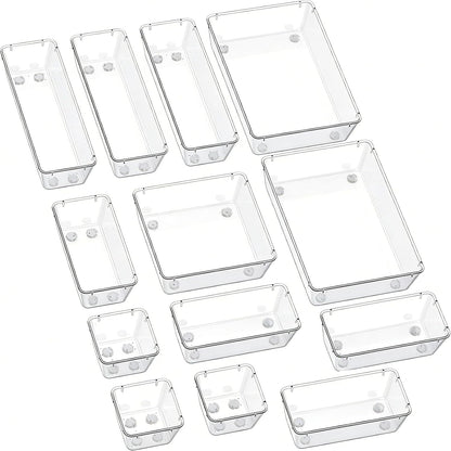 Clear Acrylic Drawer Organizer Tray 5 Size Junk Small Storage Container Bin