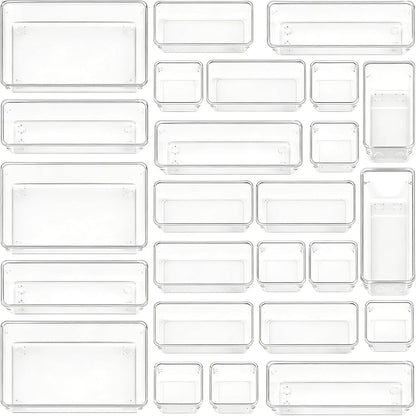 Clear Acrylic Drawer Organizer Tray 5 Size Junk Small Storage Container Bin
