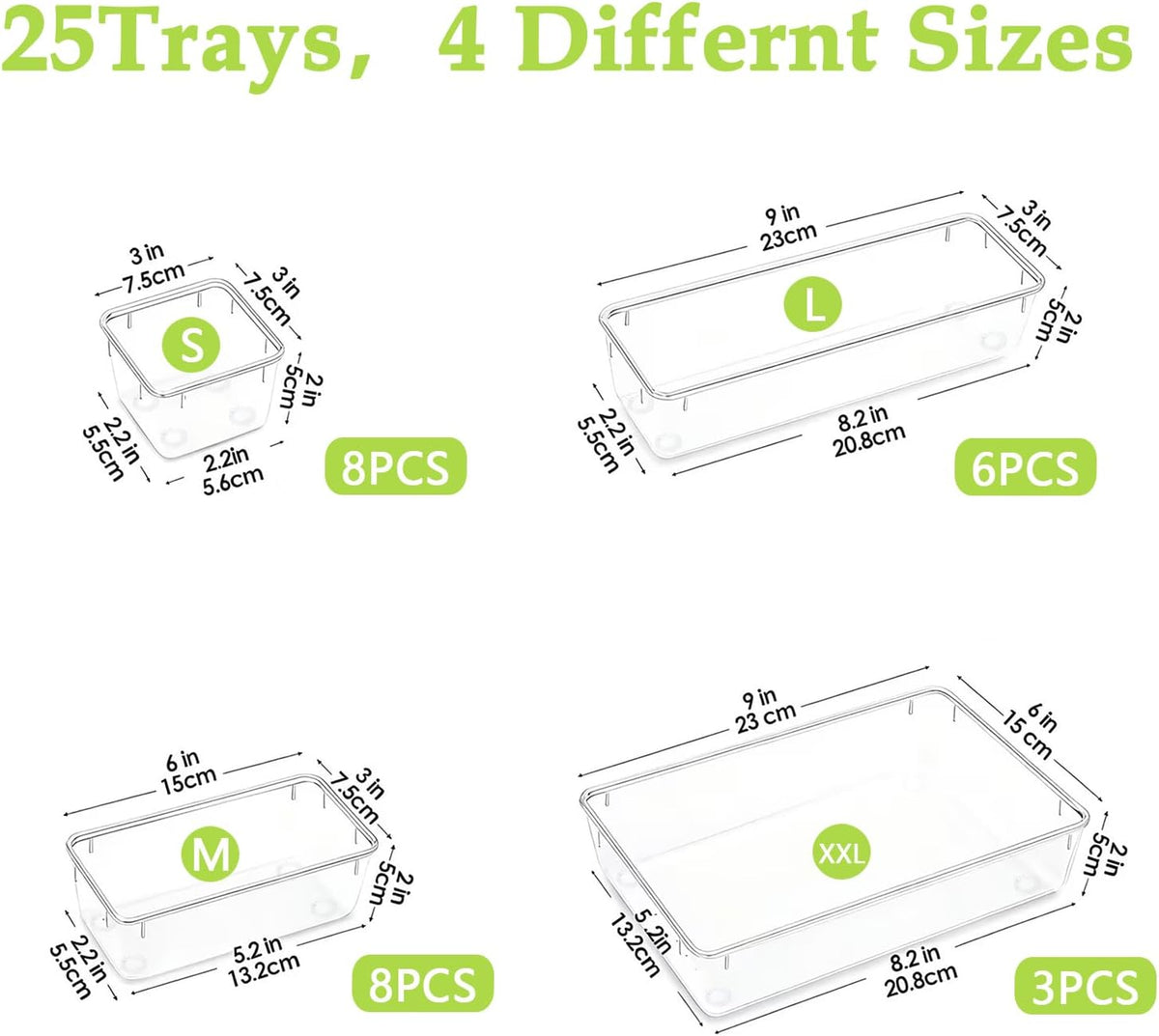Clear Acrylic Drawer Organizer Tray 5 Size Junk Small Storage Container Bin