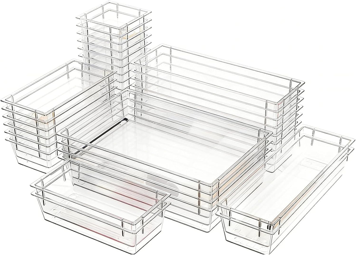 Clear Acrylic Drawer Organizer Tray 5 Size Junk Small Storage Container Bin
