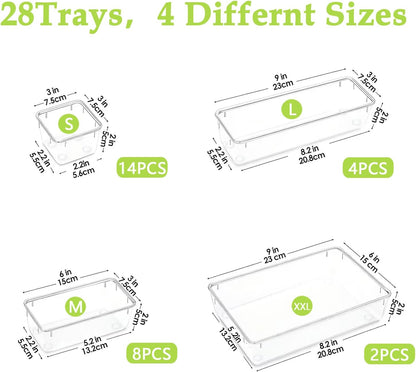 Clear Acrylic Drawer Organizer Tray 5 Size Junk Small Storage Container Bin