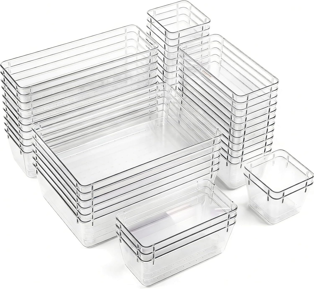 Clear Acrylic Drawer Organizer Tray 5 Size Junk Small Storage Container Bin