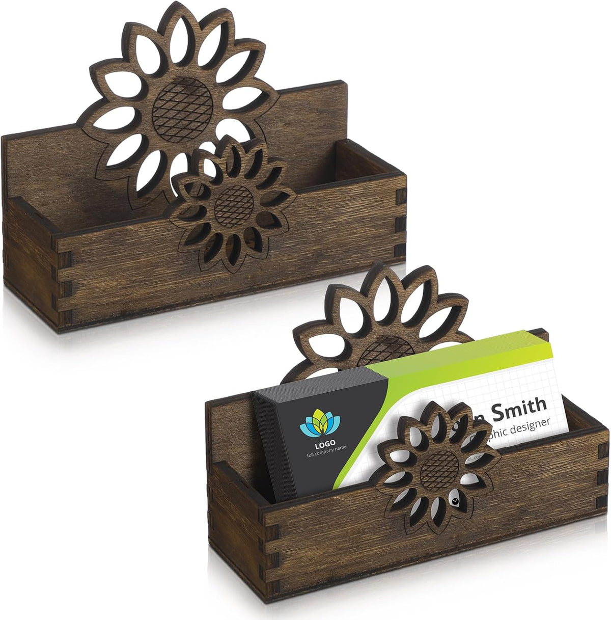 2 Pcs Business Card Holder for Desk Cute Business Card Holder