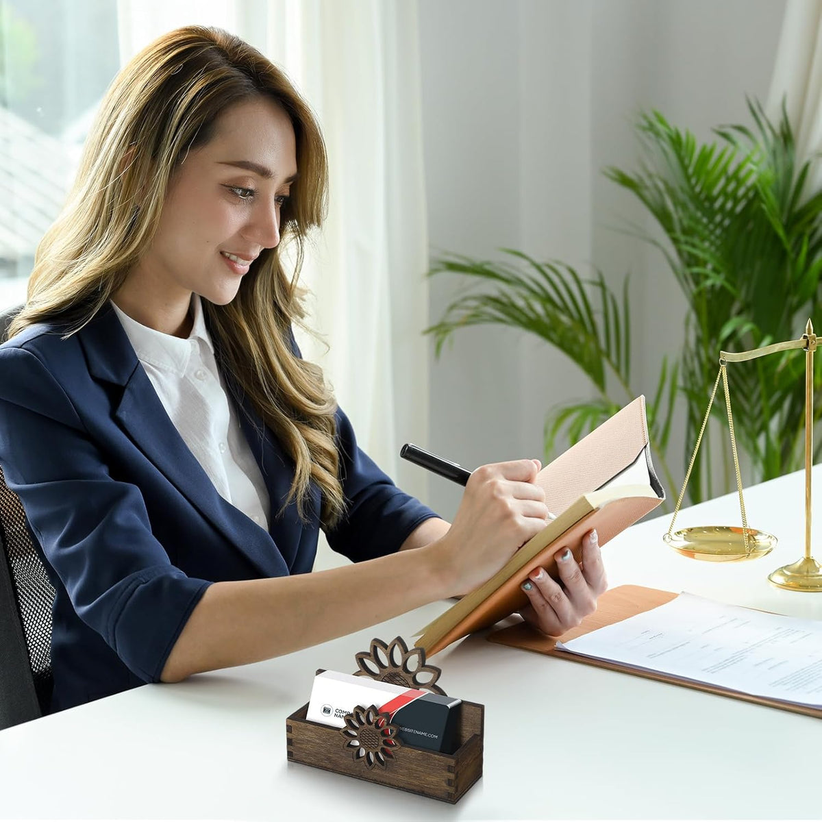 2 Pcs Business Card Holder for Desk Cute Business Card Holder
