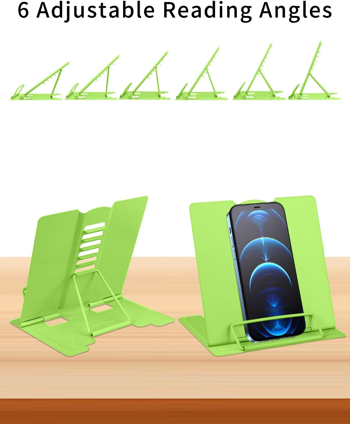 MSDADA Small Desk Book Stand Metal Reading Rest Book Holder (Light Green)