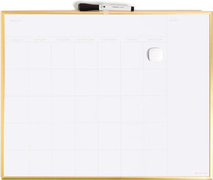 Magnetic Dry Erase Calendar White Board, 16" x 20", Silver Aluminum Frame, Includes Magnet and Marker