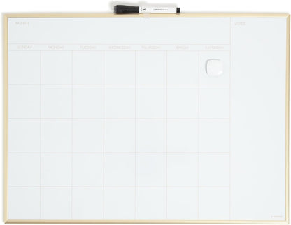 Magnetic Dry Erase Calendar White Board, 16" x 20", Silver Aluminum Frame, Includes Magnet and Marker
