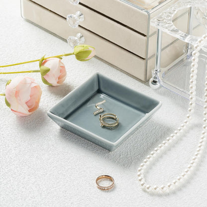 Ceramic Trinket Dish, Small Jewelry Ring Tray, Blue