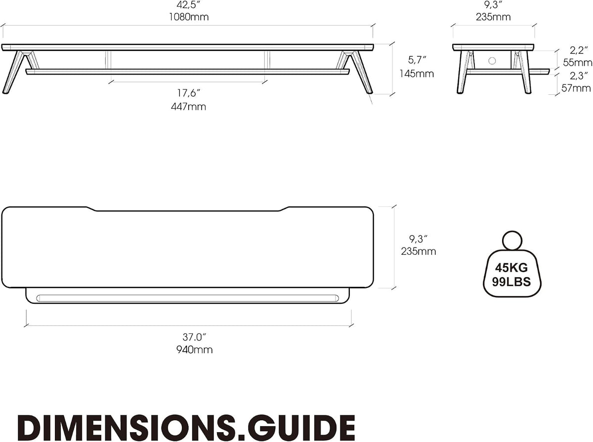 Dual Monitor Stand Riser, Wooden Desk Shelf with 2-Tier Storage