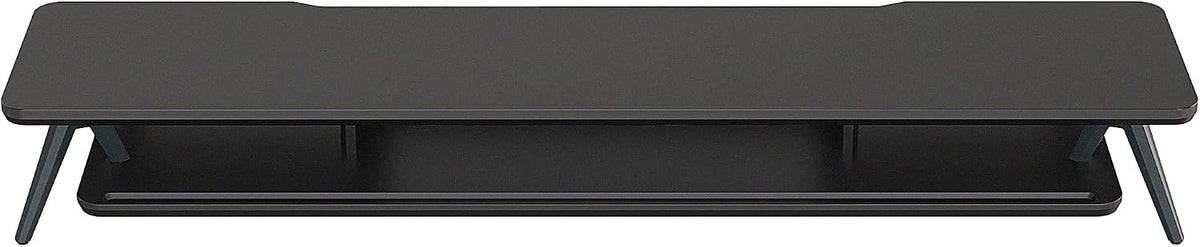 Dual Monitor Stand Riser, Wooden Desk Shelf with 2-Tier Storage