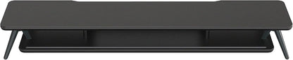 Dual Monitor Stand Riser, Wooden Desk Shelf with 2-Tier Storage