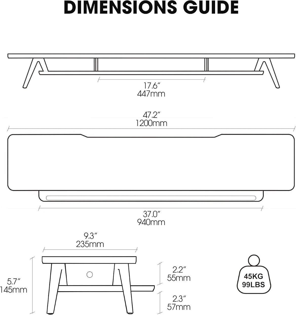 Dual Monitor Stand Riser, Wooden Desk Shelf with 2-Tier Storage