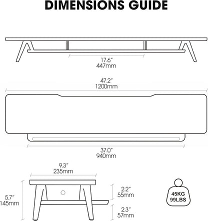 Dual Monitor Stand Riser, Wooden Desk Shelf with 2-Tier Storage