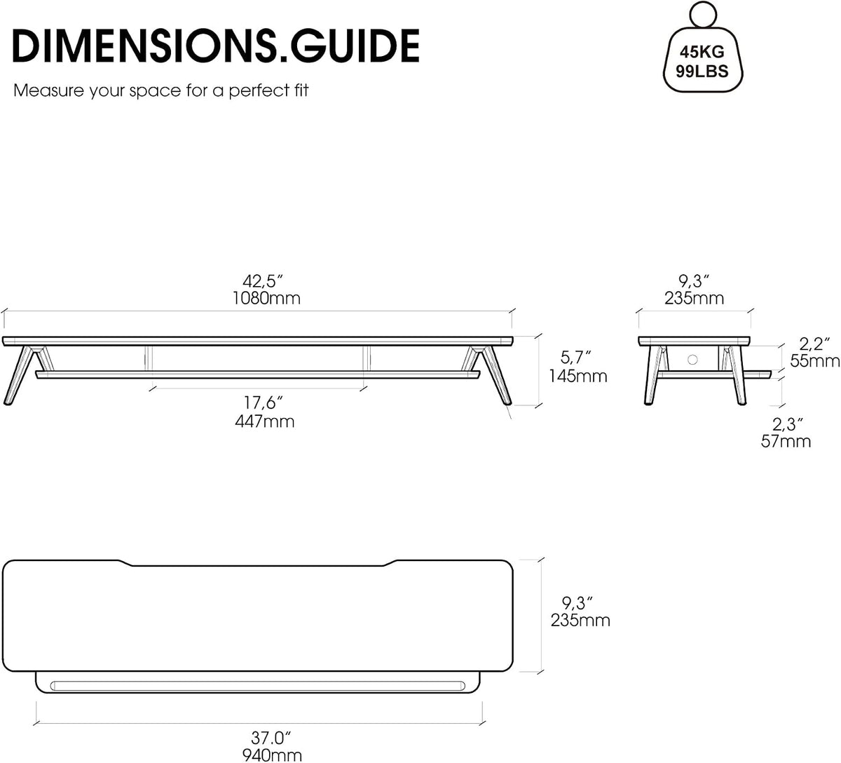 Dual Monitor Stand Riser, Wooden Desk Shelf with 2-Tier Storage