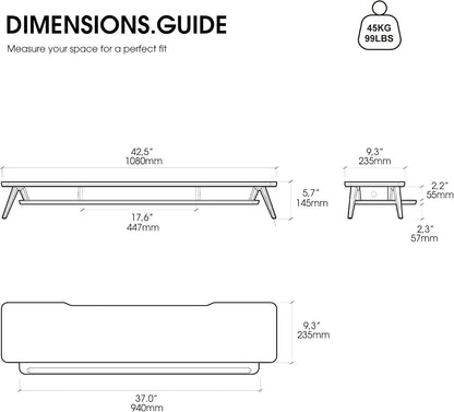 Dual Monitor Stand Riser, Wooden Desk Shelf with 2-Tier Storage
