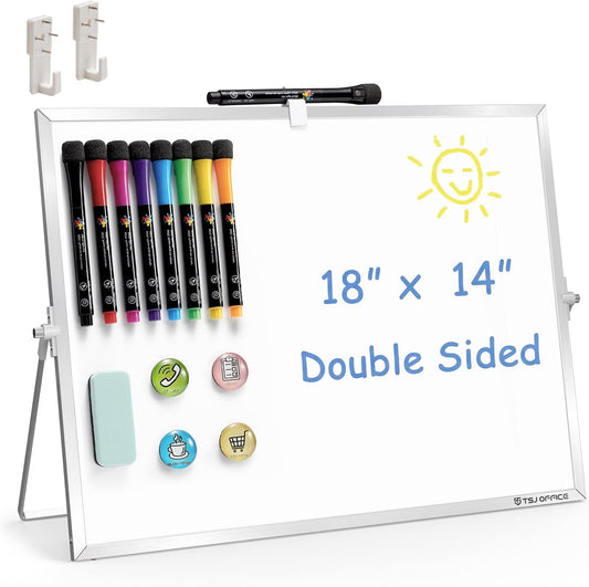 TSJ OFFICE Small White Board - 18 X 14 Inches Silver Framed Dry Erase Board