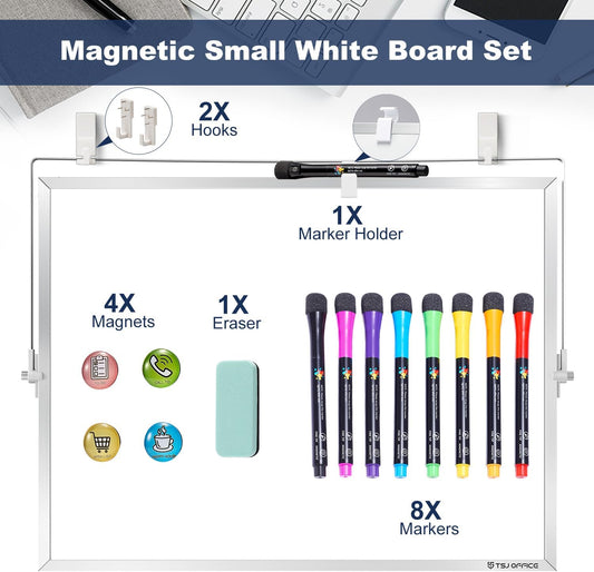 TSJ OFFICE Small White Board - 18 X 14 Inches Silver Framed Dry Erase Board