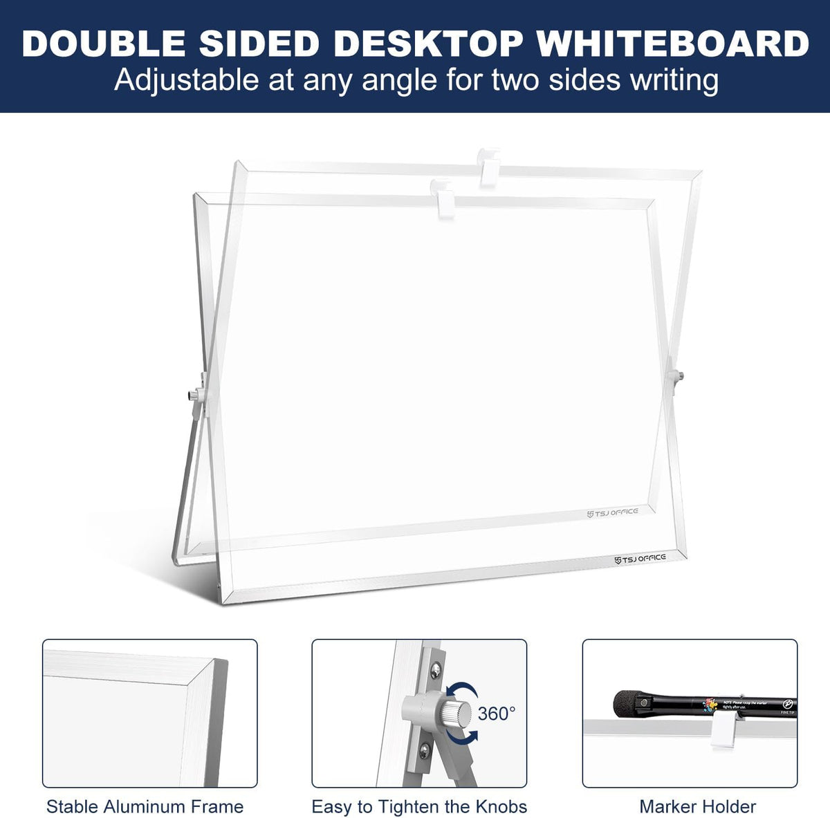 TSJ OFFICE Small White Board - 18 X 14 Inches Silver Framed Dry Erase Board