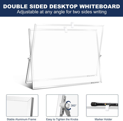TSJ OFFICE Small White Board - 18 X 14 Inches Silver Framed Dry Erase Board