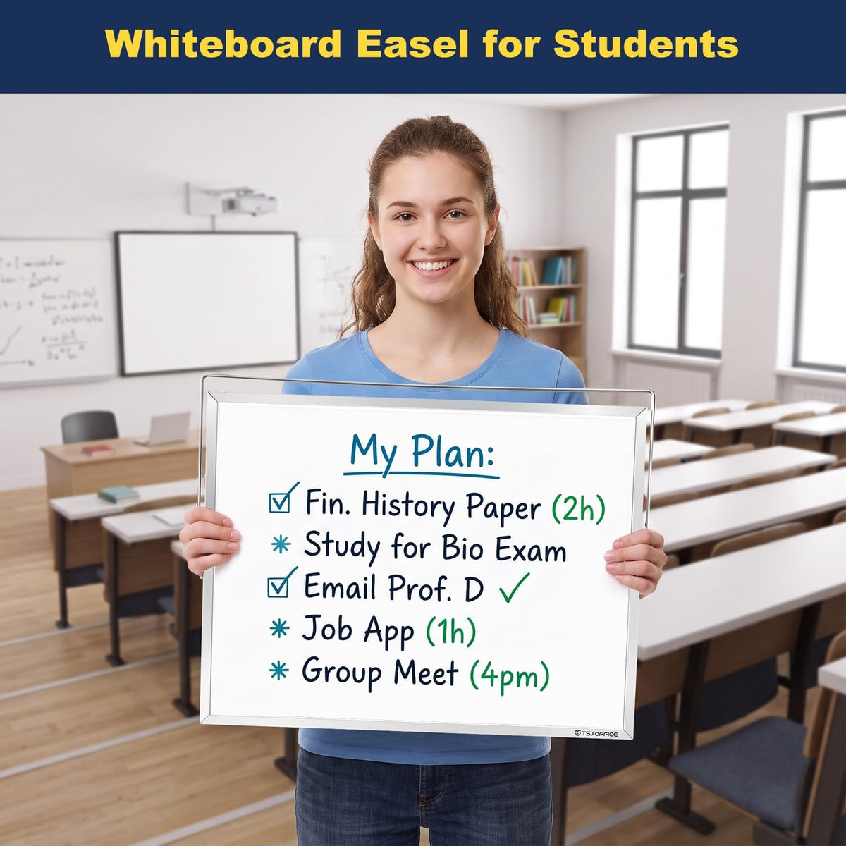 TSJ OFFICE Small White Board - 18 X 14 Inches Silver Framed Dry Erase Board