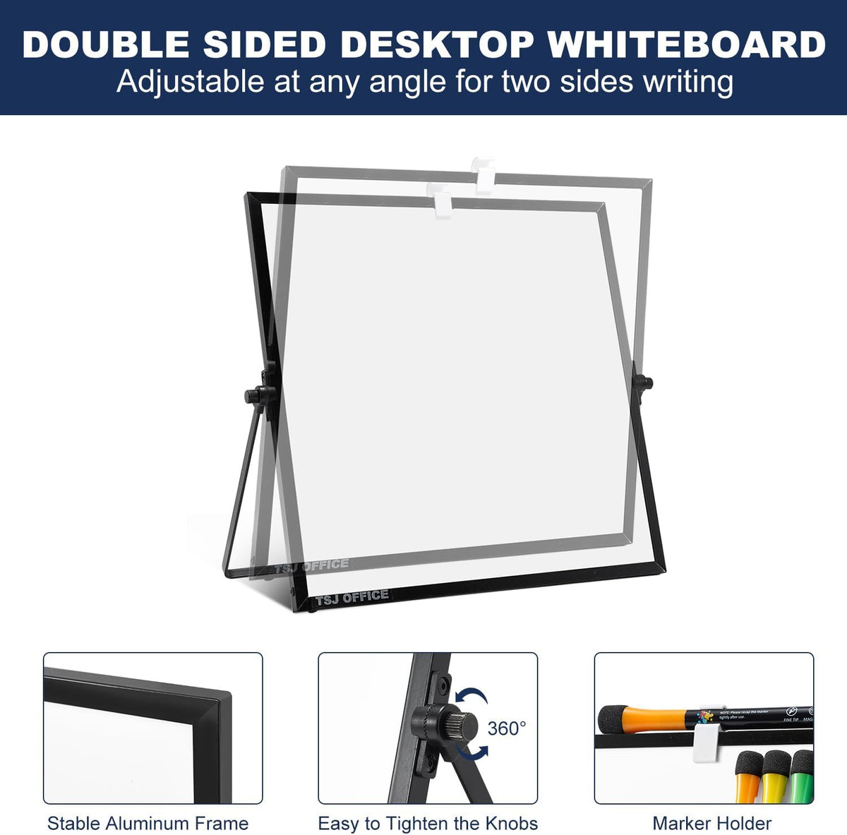 TSJ OFFICE Small White Board - 18 X 14 Inches Silver Framed Dry Erase Board