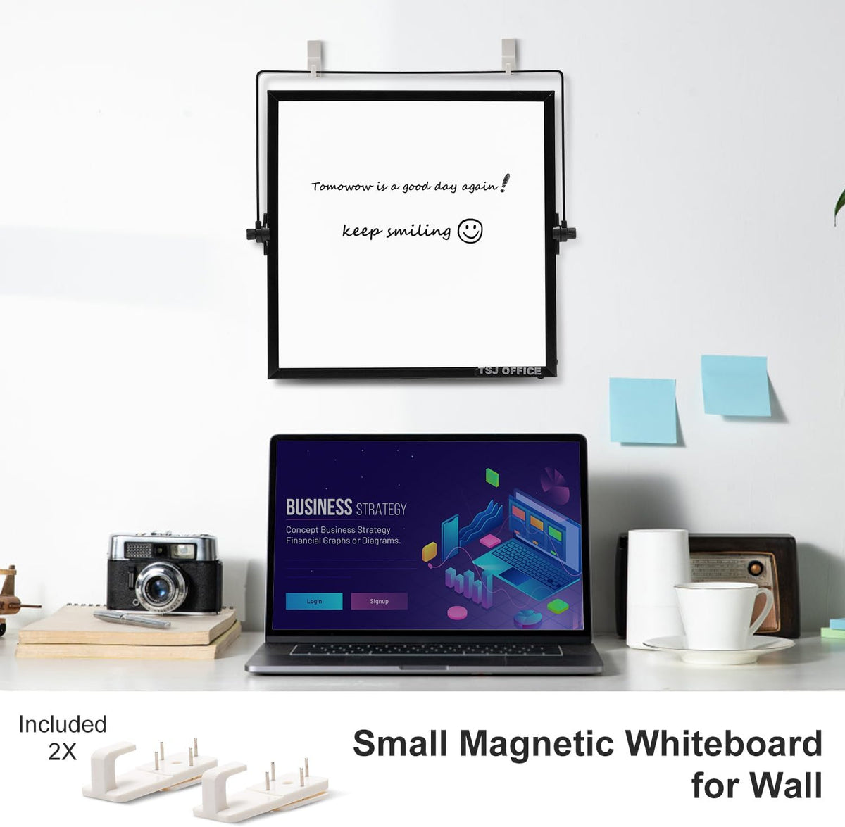 TSJ OFFICE Small White Board - 18 X 14 Inches Silver Framed Dry Erase Board