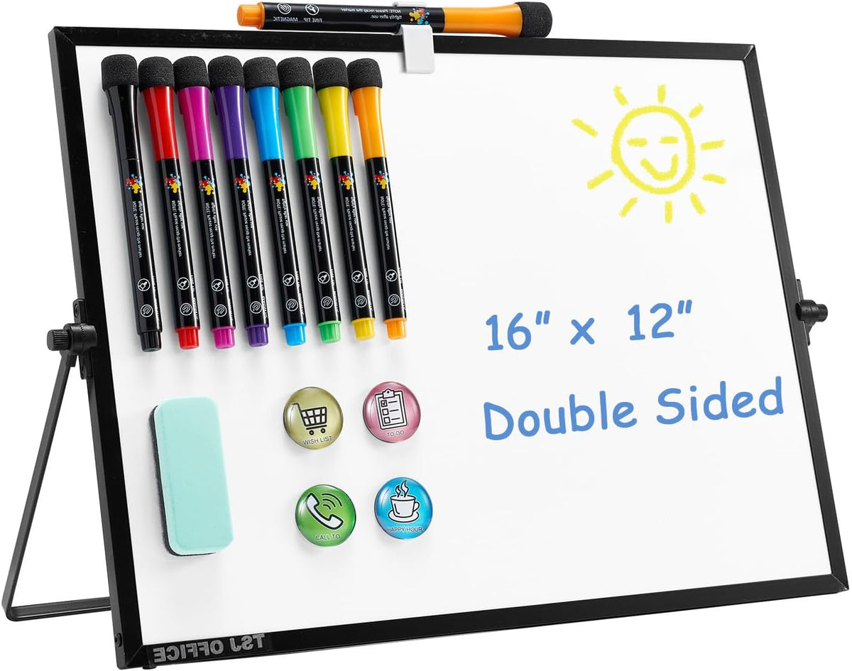 TSJ OFFICE Small White Board - 18 X 14 Inches Silver Framed Dry Erase Board