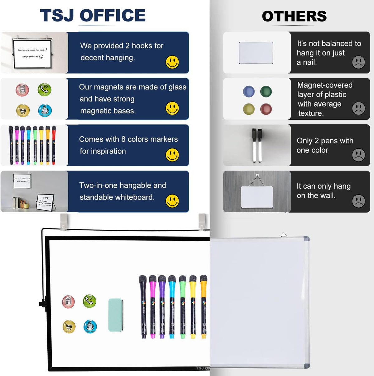 TSJ OFFICE Small White Board - 18 X 14 Inches Silver Framed Dry Erase Board